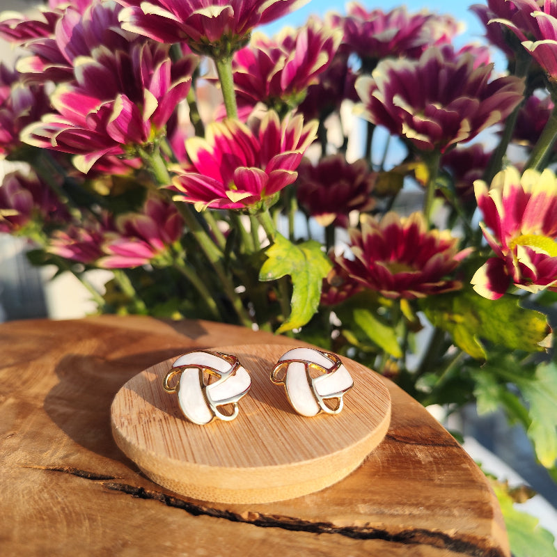 White Knot Earrings