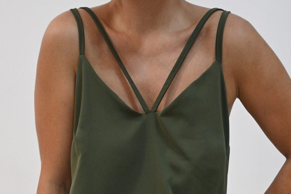 Saten tank top - Khaki