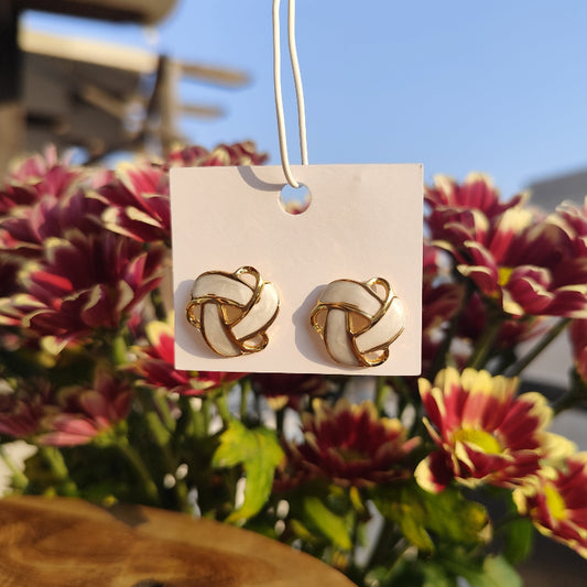 White Knot Earrings